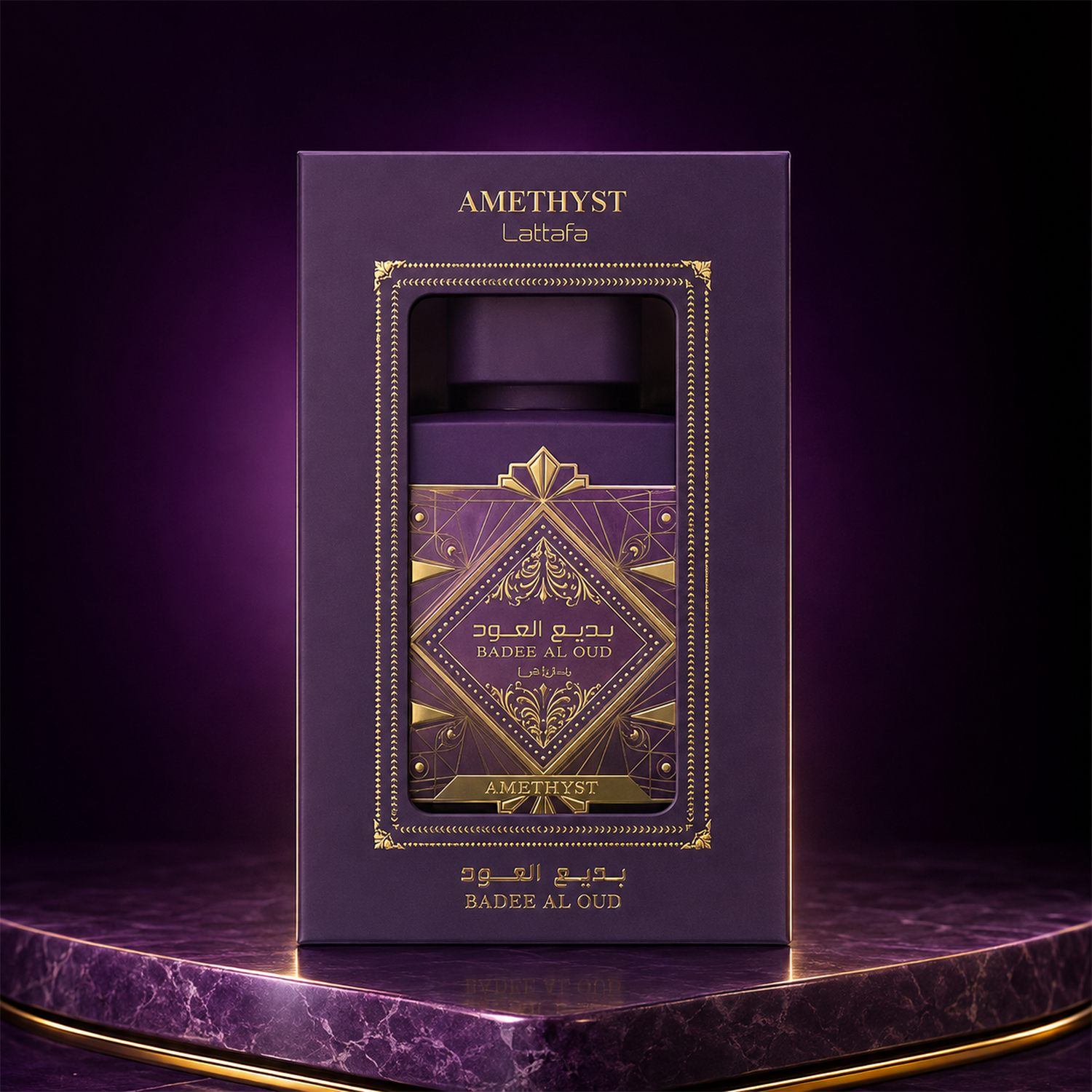 lattafa-badee-al-oud-amethyst-eau-de-parfum-100ml-studio Lattafa Bade'e Al Oud Amethyst Eau de Parfum 100ml Unisex